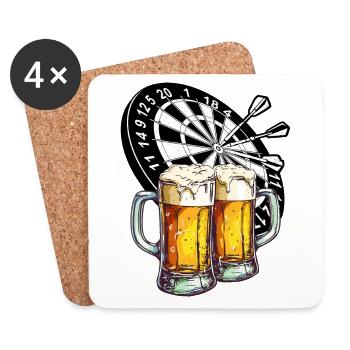 Darts, Beer, Darts, Alcohol, Drinking, Booze, Pub - Coasters (set of 4) - white - Front
