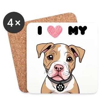 kleiner Pitbull - Bully Welpe - süßer Hund - Liebe - Untersetzer (4er-Set) - Weiß - Vorne