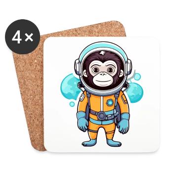 Affe Astronaut Illustration - Untersetzer (4er-Set) - Weiß - Vorne