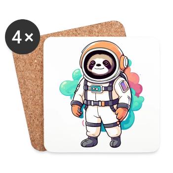 Sloth Astronaut Illustration - Coasters (set of 4) - white - Front