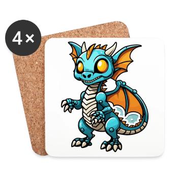 Cute Dragon Skeleton Illustration - Coasters (set of 4) - white - Front
