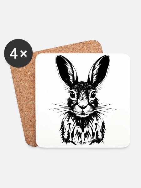 Hase - Untersetzer (4er-Set) - Weiß