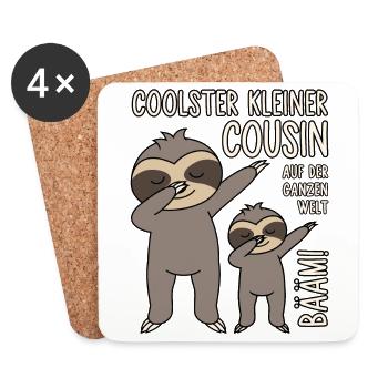 BÄÄM! Coolster Kleiner Cousin auf der ganzen Welt - Untersetzer (4er-Set) - Weiß - Vorne