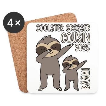 Dabbing Faultier Bääm! Coolster Großer Cousin 2025 - Untersetzer (4er-Set) - Weiß - Vorne