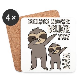 Dabbing Faultier Bääm! Coolster Großer Bruder 2025 - Untersetzer (4er-Set) - Weiß - Vorne