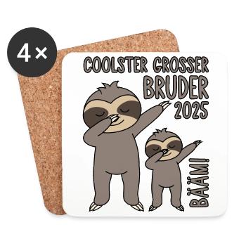 Dabbing Faultier Bääm! Coolster Großer Bruder 2025 - Untersetzer (4er-Set) - Weiß - Vorne