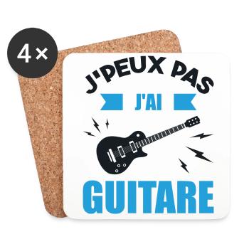Je Peux Pas J'ai Guitare Cadeau Guitariste - Dessous de verre (lot de 4) - blanc - Devant