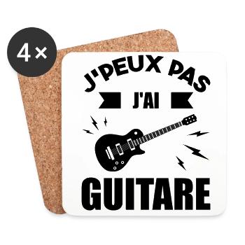 Je Peux Pas J'ai Guitare Cadeau Guitariste - Dessous de verre (lot de 4) - blanc - Devant