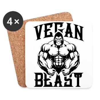 Gorilla Vegan Beast - Untersetzer (4er-Set) - Weiß - Vorne
