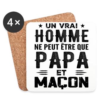 Ein richtiger Mann ist nur Papa und Freimaurer - Untersetzer (4er-Set) - Weiß - Vorne