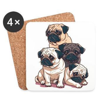 Pile de carlins - Dessous de verre (lot de 4) - blanc - Devant