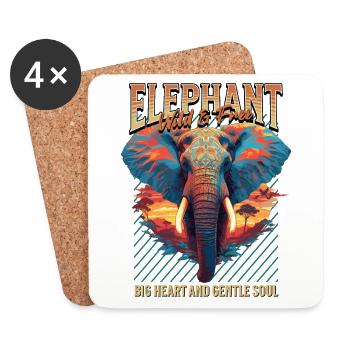 Elephant Africa Safari Nature Wilderness Watercolor Art - Coasters (set of 4) - white - Front