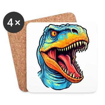 Lustige Dino-#tshirt - Untersetzer (4er-Set) - Weiß - Vorne