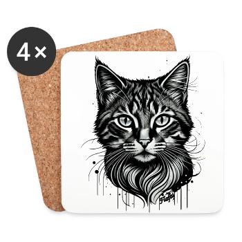 Kätzchen-Tattoo 🐾 1 - Untersetzer (4er-Set) - Weiß - Vorne