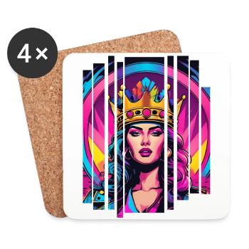 Reine rétro - Dessous de verre (lot de 4) - blanc - Devant