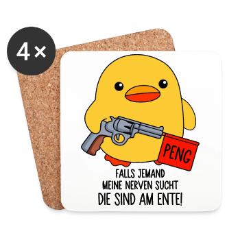 Falls jemand meine Nerven sucht - Die sind am Ente - Untersetzer (4er-Set) - Weiß - Vorne