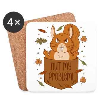 Eichhörnchen Brusttasche - Nut my problem - Untersetzer (4er-Set) - Weiß - Vorne