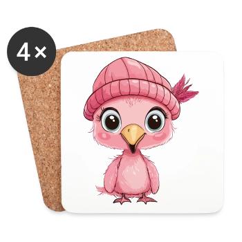 Flamingo Süß Niedlich Baby Kinder Tier Cartoon - Untersetzer (4er-Set) - Weiß - Vorne