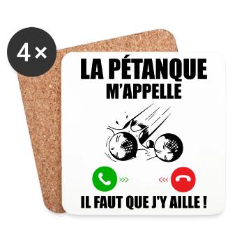 Pétanque ruft mich an, Bouliste Geschenk - Untersetzer (4er-Set) - Weiß - Vorne