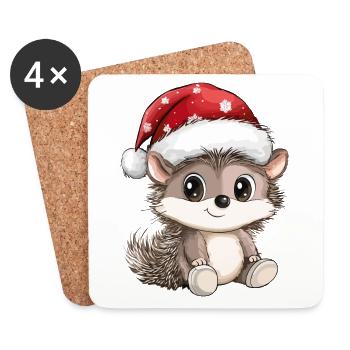 hérisson Noël mignon Noël mignon Noël - Dessous de verre (lot de 4) - blanc - Devant