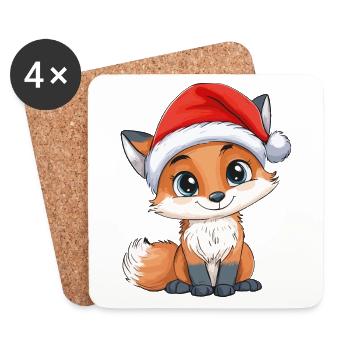 Fox Christmas Cute Cute Xmas Christmassy - Coasters (set of 4) - white - Front