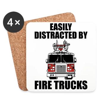 Easily distracted by fire trucks - Coasters (set of 4) - white - Front