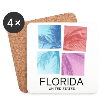 Floride États-Unis Miami Amérique Été Palmiers Plage - Dessous de verre (lot de 4) - blanc - Devant