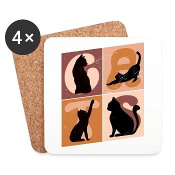 Cat Kitten Cat Kitten Kitty Silhouette Art - Coasters (set of 4) - white - Front