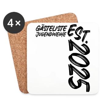 Jugendweihe Est. 2025 - Gästeliste - Untersetzer (4er-Set) - Weiß - Vorne