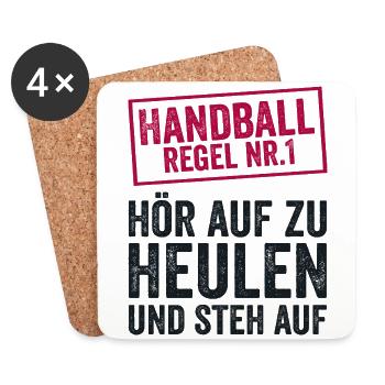 Handball TShirt Handball Cadeau pour les sports d’équipe - Dessous de verre (lot de 4) - blanc - Devant