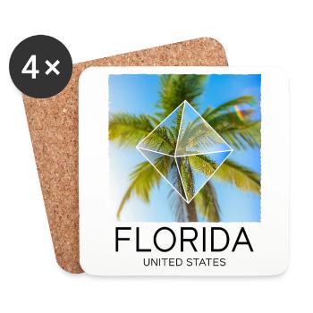 Florida USA Miami America Summer Palm Trees Beach - Coasters (set of 4) - white - Front