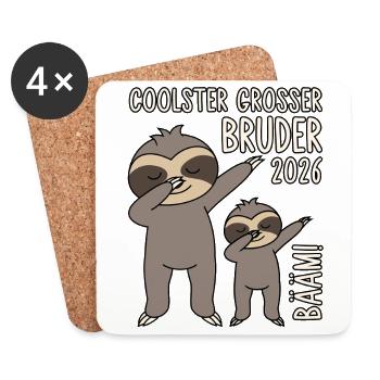 Dabbing Faultier Bääm! Coolster Großer Bruder 2026 - Untersetzer (4er-Set) - Weiß - Vorne