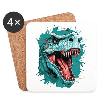 T-Rex Dinosaure Dino Tyrannosaurus Rex Vintage - Dessous de verre (lot de 4) - blanc - Devant