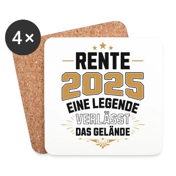 Rente 2025 Rentner Rentnerin Legende Ruhestand - Untersetzer (4er-Set) - Weiß - Vorne