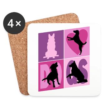Chiens J’Aime Chiens Silhouettes Doggy Vintage - Dessous de verre (lot de 4) - blanc - Devant