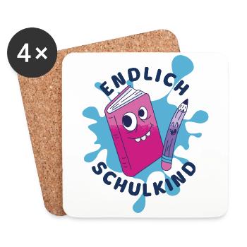Endlich Schulkind - Einschulung Klasse 1 - Untersetzer (4er-Set) - Weiß - Vorne
