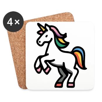 Minimales Regenbogen-Einhorn – Einfache Fantasy-Pferdekunst - Untersetzer (4er-Set) - Weiß - Vorne