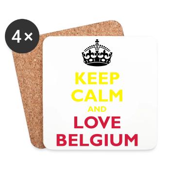 Keep Calm & Love Belgium - Dessous de verre (lot de 4) - blanc - Devant