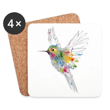 buntes Kolibri Aquarell Graffiti - Untersetzer (4er-Set) - Weiß - Vorne