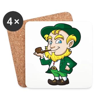 Leprechaun Pipe Charm - Coasters (set of 4) - white - Front