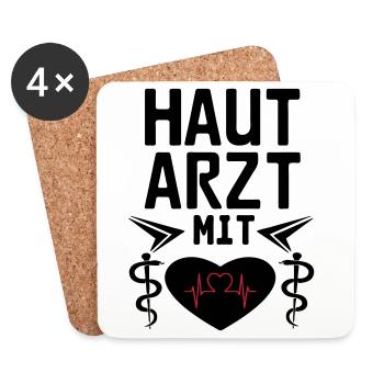 Hautarzt mit Herz Geschenk - Untersetzer (4er-Set) - Weiß - Vorne