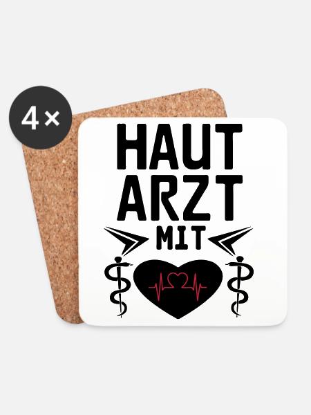 Hautarzt mit Herz Geschenk - Untersetzer (4er-Set) - Weiß
