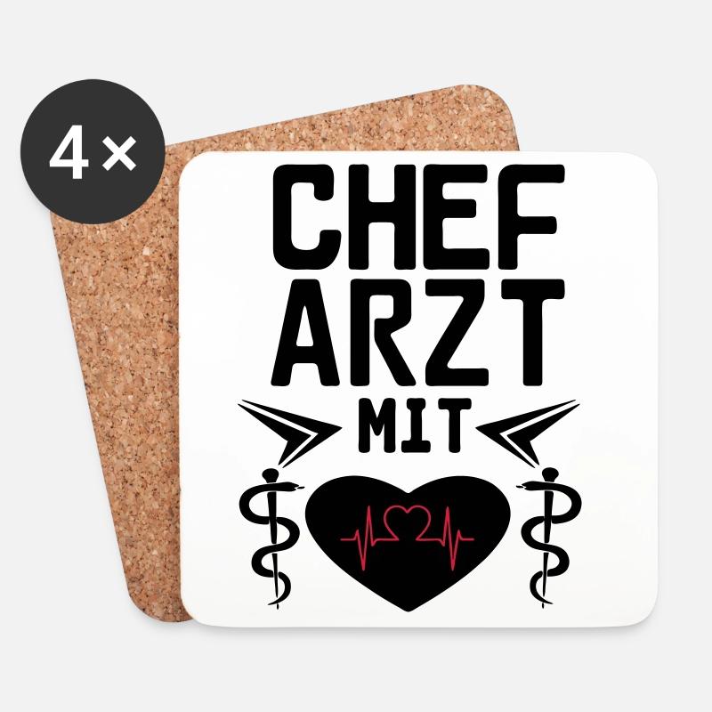 Chefarzt mit Herz Geschenk - Untersetzer (4er-Set) - Weiß