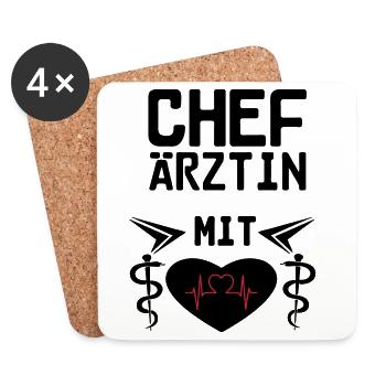 Chefärztin mit Herz Geschenk - Untersetzer (4er-Set) - Weiß - Vorne