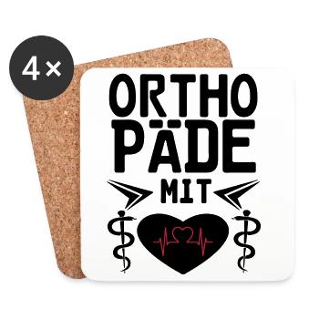 Orthopäde mit Herz Geschenk - Untersetzer (4er-Set) - Weiß - Vorne