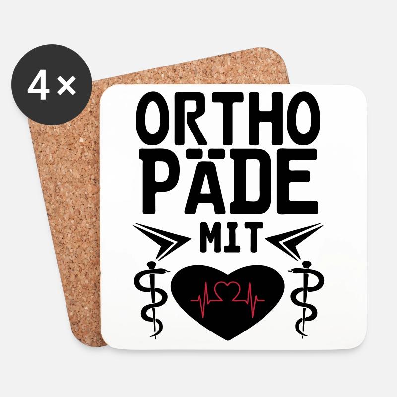 Orthopäde mit Herz Geschenk - Untersetzer (4er-Set) - Weiß