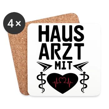 Hausarzt mit Herz Geschenk - Untersetzer (4er-Set) - Weiß - Vorne