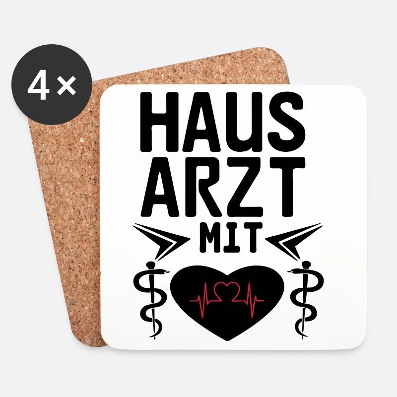 Hausarzt mit Herz Geschenk - Untersetzer (4er-Set) - Weiß
