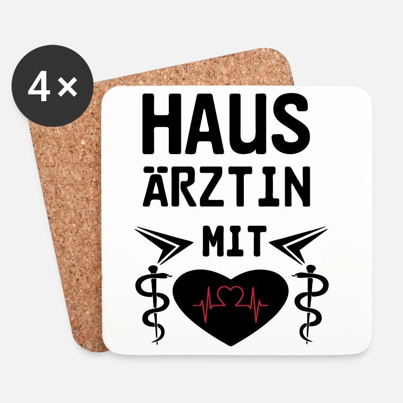 Hausärztin mit Herz Geschenk - Untersetzer (4er-Set) - Weiß