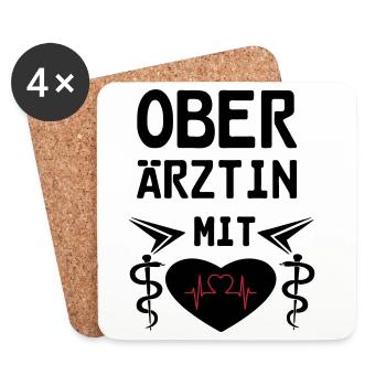 Oberärztin mit Herz Geschenk - Untersetzer (4er-Set) - Weiß - Vorne